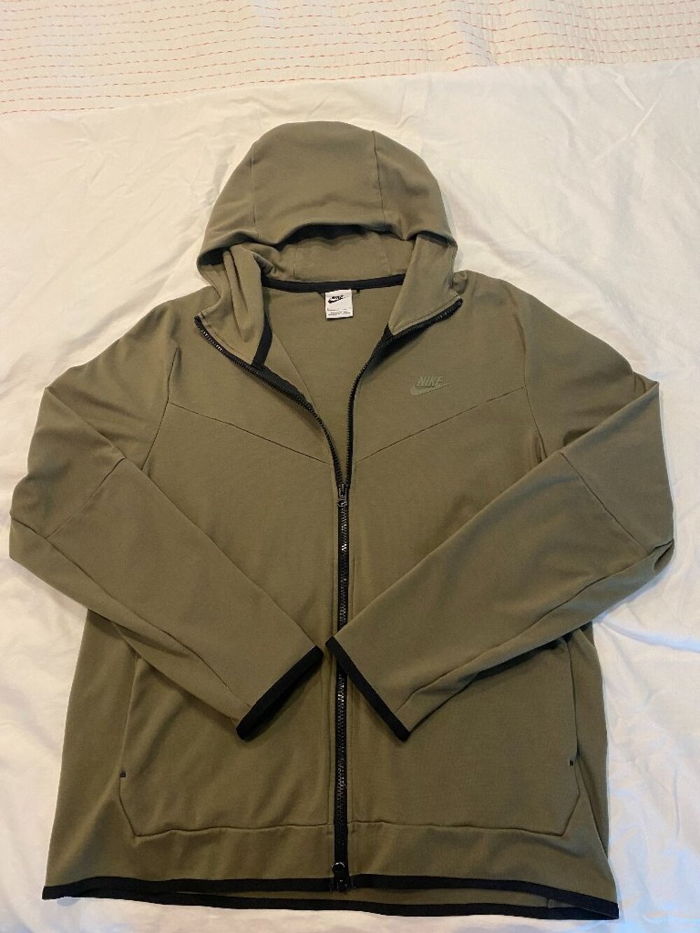 Nike Sportswear Lightweight Tech Fleece Full Zip Hoodie Olive Green Size L